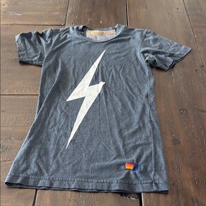 Aviator Nation Gray Tee with White Lightning Bolt